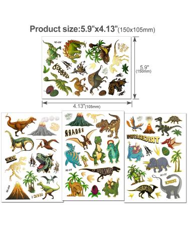 56 Styles Dinosaur Temporary Tattoos for Kids - Glitter Fake Tattoos for Boys, Dinosaur Birthday Party Supplies & Favors - Buy Online on GoSupps.com
