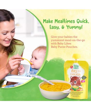 Organic Halal Baby Food Pouches - Stage 2 Rice & Chicken Puree 12x130g | 7+ Months - Buy Online on GoSupps.com