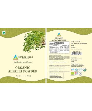 Herbal Hills Organic Alfalfa Powder | 16 oz (454g) | Green Superfood Dried Whole Young Leaves | Pack of 1 - Buy Online on GoSupps.com