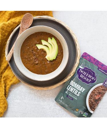 Saffron Road Meal Pouch Variety Pack - Bombay Lentils, Delhi Potatoes, Chickpea Masala, Coconut Curry (40 oz total) - 4 Flavor Variety Pack - Buy Online on GoSupps.com
