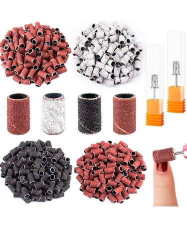 Rolybag Sanding Bands for Nail Drill Nail Sanding Bands Professional Sanding bit Nails 400 Pieces 4 Color Coarse Fine Grit Efile Sand Set 80#120#180#240# 2 Pieces Nail Drill Bits 402 Piece Set