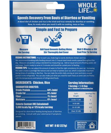 Whole Life Pet Recover Chicken and Rice Bland Diet for Cats - Relief for Vomiting, Stomach Distress, and Diarrhea - Buy Online on GoSupps.com