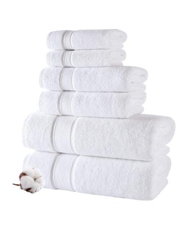 Nova Luxury Linen - Hotel Quality Turkish Towel Set for Bathroom (6 Pcs Towel Set, Pure White) 6 Pcs Towel Set Purewhite