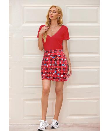COOrun Women's Athletic Skorts with Pockets | Knee Length Casual Skirt for Golf Tennis Workout | Red | XS-3XL - Buy Online on GoSupps.com