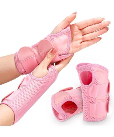 1 Pair Wrist Brace Carpal Tunnel for Men Women Arthritis Wrist Brace Protector Night Sleep Removable Wrist Support Carpal Tunnel for Helping People Have a Better Sleep (Pink Small/Medium) Pink Small/ Medium