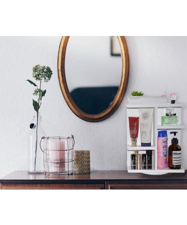 Spiretro Rotating Cosmetic Organizer - 360 Degree Carousel for Makeup & Toiletries - Wood Construction in White - Buy Online on GoSupps.com