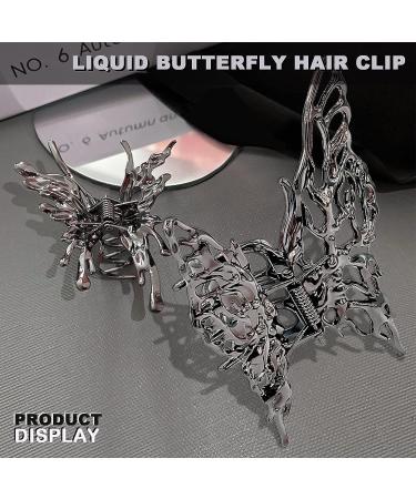 3D Liquid Metal Butterfly Hair Clips Set - Strong Hold Hair Claw Accessories for Women - Includes Large and Small Clips for Thick and Thin Hair - Buy Online on GoSupps.com