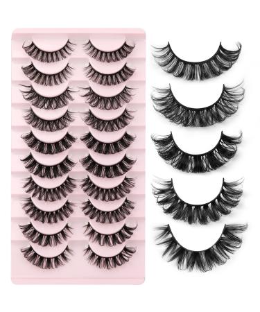Eyelashes Russian Volume Strip Lashes 5 Styles Mixed Natural Wispy D Curly Mink False Eyelashes Look Like Extensions 10 Pairs by Yawamica D Curly Strip Lashes