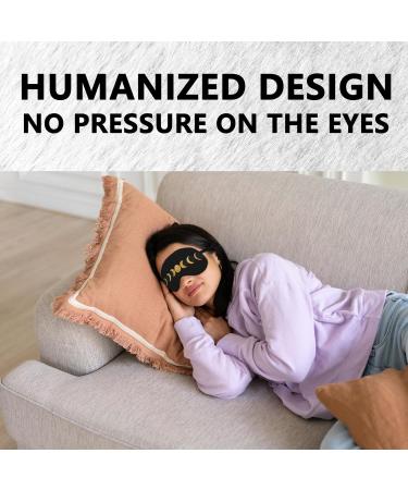 Boho Sun Moon Silk Eye Mask | Adjustable Black Gold Blindfold for Sleep | Perfect for Travel & Naps - Buy Online on GoSupps.com