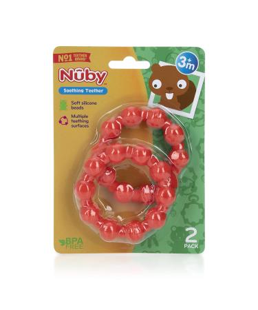 Nuby Silicone Teether Ring 2 Pack 3M+ Colors May Vary Multi - Buy Online on GoSupps.com