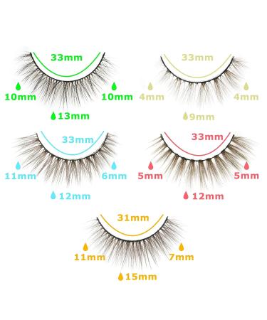 RUISHOW Colored False Eyelashes - 5 Pairs Handmade Wispy Natural Faux Mink Lashes - Buy Online on GoSupps.com