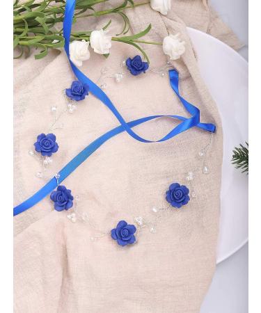 Missgrace Bridal Crystal Navy Blue Headband for Wedding - Flower Women Vintage Hair Vine - Buy Online on GoSupps.com