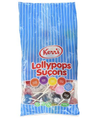 Kerr's Assorted Lollypops with 7 Different Flavors of Blue Raspberry Lemon Lime Cherry Grape and Liquorice Proudly Made in Canada (2 - Bags) 2 Count (Pack of 1)