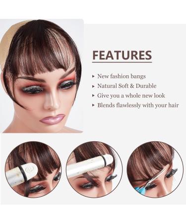 NICENEEDED Dark Brown Clip in Bangs Faux Fringe Bangs Hair Bangs Clips Natural Curved Wispy Bangs Fake Air Hairpieces Clip in Hair Extensions for Women Daily Wear - Buy Online on GoSupps.com