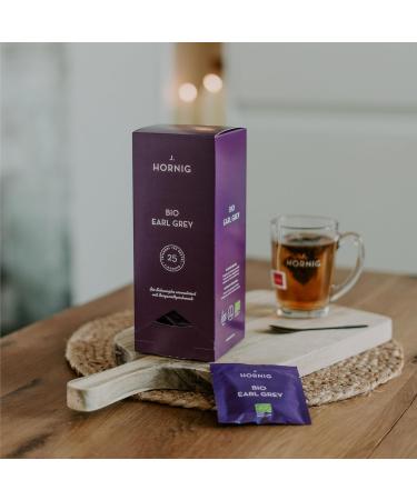 Buy J. Hornig Bio Earl Grey Tea - Organic Black Tea with Bergamot in Eco-Friendly Pyramids | 25 Biodegradable Tea Bags - International Shipping Available! - Buy Online on GoSupps.com