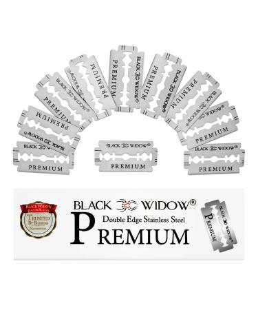 Black Widow Premium Double Edge Swedish Steel Premium Razor Blades for Safety and Straight Razors - (100 Count)