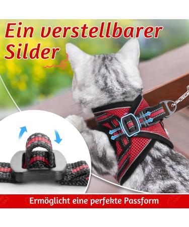 Rabbitgoo Adjustable Cat Harness & Leash Set - Reflective Soft Strap for Cats & Kittens - Red (1 Pack) - Ideal for International Shipping - Buy Online on GoSupps.com