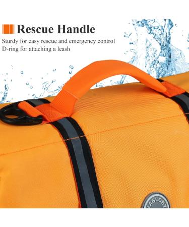 Vivaglory Ripstop Dog Rescue Vest for Small Medium & Large Dogs - Enhanced Buoyancy & Visibility Dark Orange XL (78-96cm) - Buy Online on GoSupps.com