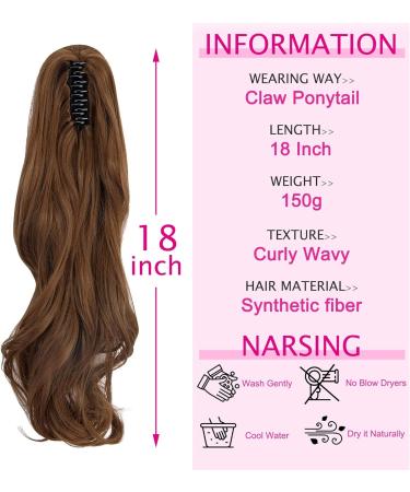 FXYTK Claw Clip Ponytail Hair Extension - 18 Curly Light Auburn - Buy Online on GoSupps.com