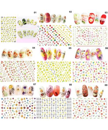 Nail Decoration Manicure Self-Adhesive 3D Fruits Nail Art Nail Stickers Nail Art Decals Supplies(15) (Multicolor 15) - Buy Online on GoSupps.com