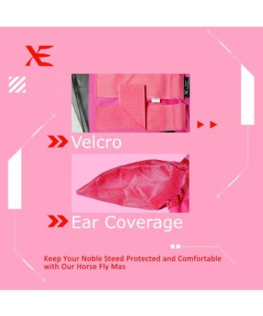 Buy Xe Horse Fly Mask with Ears - Breathable UV Protection for Standard & Racing Horses - Pink COB (M) - Buy Online on GoSupps.com
