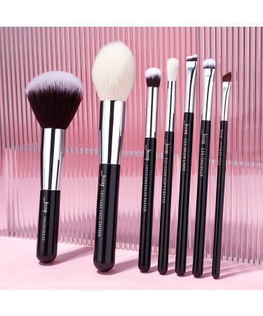 Jessup 25pcs Professional Makeup Brush Set - Beauty Cosmetic Brushes for Foundation, Powder, Blush, Eyeshadow, and Concealer - Natural-Synthetic Hair - Black/Silver - Buy Online on GoSupps.com