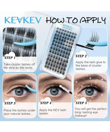 KevKev Individual Eyelashes 96Pcs Cluster Lashes D-MIX Fjord - Natural Wispy Style | DIY Eyelash Extension Kit with Super Thin Band & Soft Material - 8-16mm - Buy Online on GoSupps.com