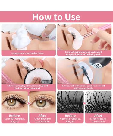 150ml Eyelash Extension Cleanser Kit | Kioooki Lash Shampoo with USB Mini Fan Brush & Makeup Remover Pad - Portable & Efficient Care for Lash Extensions - Buy Online on GoSupps.com