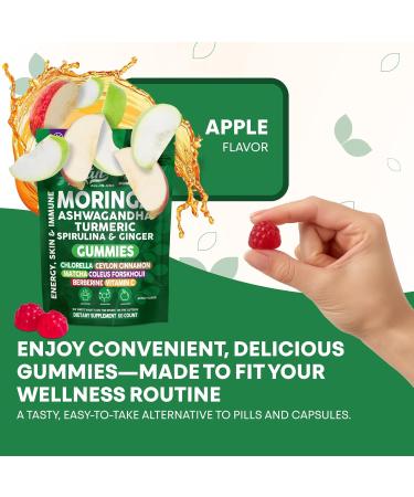 Clean Nutra Moringa Gummies | Pure Moringa Powder Supplement + Ashwagandha Turmeric Spirulina & Ginger Energy Skin Immune & Gut Health Green Superfood - Moringa Capsules Alternative - Buy Online on GoSupps.com