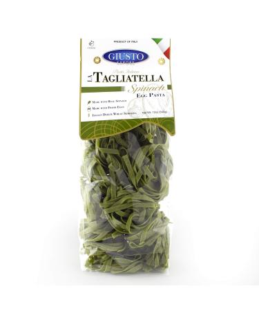 Giusto Sapore Spinach Tagliatelle Italian Egg Pasta Nest - 340g - Premium Bronze Drawn Durum Wheat Semolina Gourmet Pasta Noodles Brand - Imported from Italy and Family Owned (Spinach, 1 Pack) Spinach 12 Ounce (Pack of 1)