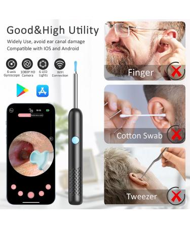Ear Wax Removal Tool Camera Ear Cleaner with Camera and 6 LED Light 1080p HD Ear Scope Ear Cleaning kit 9 Ear Tools and 20 Ear Replacement Tips for iOS & Android (Black) - Buy Online on GoSupps.com