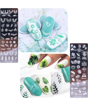 Nail Art Stamping Templates 8pcs Nail Stamping Templates with Nail Stamper and Scraper for DIY Nail Art Decoration Nail Salon Design - Buy Online on GoSupps.com