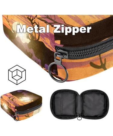 Multi-Colored Storage Bags for Women's Bandages & Menstrual Pads | Aesthetic Deer Sunset Design | Ideal for School & Office - Buy Online on GoSupps.com
