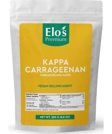 Kappa Carrageenan Powder (8.8oz / 250g) by Elo's Premium| Packaged In Canada| 100% All-Natural Vegan Thickener Stabilizer Gelling Agent| Non-GMO Vegan Non-MSG & Keto| Food Grade Kappa Carrageenan for Vegan Cheese Tofu Pudding & More
