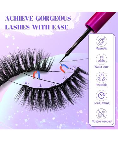 14 Pairs Magnetic Eyelashes & Eyeliner Kit | Long-lasting No Glue Reusable Natural Look with Tweezers - 17 Piece Set - Buy Online on GoSupps.com