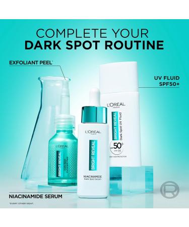 L'Or al Paris Bright Reveal Niacinamide Dark Spot Routine Niacinamide Dark Spot Serum + UV Fluid SPF50+ Visibly Fades All Types of Dark Spots: Post-Acne Marks Hormonal Spots Sun Spots & Age Spots - Buy Online on GoSupps.com