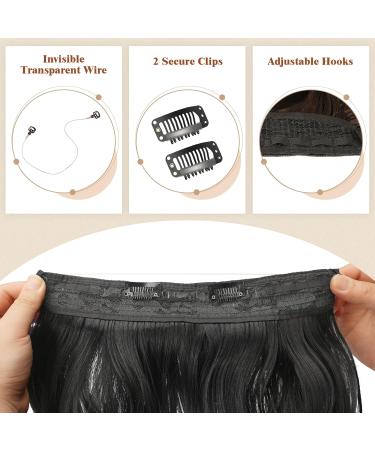 Feshfen Invisible Hair Extensions | Adjustable Natural Black Curly & Wavy 45cm - Secret Hair Transformation for Women - Buy Online on GoSupps.com