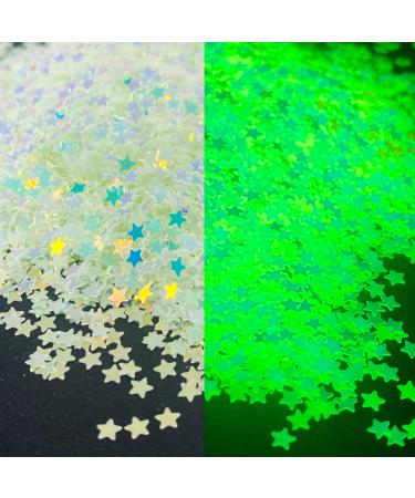 Glow in The Dark Star Shape Glitter Cosmetic Glitter Phosphorescent Glitter for tumblers Art (1oz)