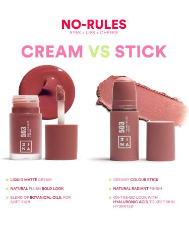 3INA Makeup No-Rules Stick 677 Brown Blush Stick with Hyaluronic Acid - Buy Online on GoSupps.com