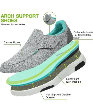 OrthoComfoot Women s Slip-On Shoes for Plantar Fasciitis | Comfortable Orthopedic Sneakers with Arch Support | Grey Size 8 - Buy Online on GoSupps.com