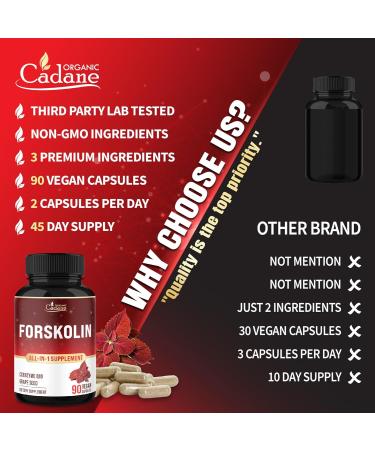 Cadane Forskolin Supplement with Coenzyme Q10 & Grape Seed Extract | Supports Body Management & Energy | Vegan Non-GMO 90 Capsules 45-Day Supply - Buy Online on GoSupps.com