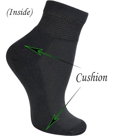 Yomandamor Women's Non-Binding Cotton Ankle Diabetic Socks - 5 Pairs, Black - Buy Online on GoSupps.com