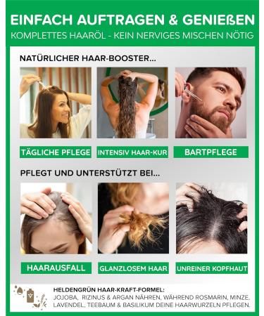 Heldengr n Organic Rosemary+ Hair Oil | Stimulates Hair Growth | High-Dose Hair Loss Treatment with Jojoba & Rosemary Oil | 4 x 50 ml Pack - Buy Online on GoSupps.com