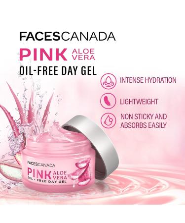 FACESCANADA Pink Aloe Vera Oil Free Day Gel | Lightweight Moisturizer for Hydration & Glow | with Hyaluronic Acid & Niacinamide | Non Greasy Gel Cream for Soft Fresh Skin | 1.76 Oz (50g) - Buy Online on GoSupps.com
