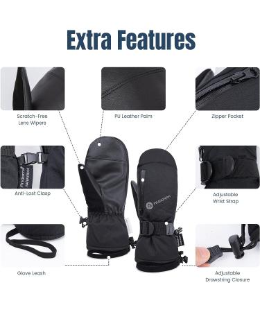 Andorra Women's Touchscreen Waterproof Ski Mittens - Black Medium - Buy Online on GoSupps.com