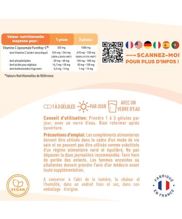 Vitamine C Liposomale 1000mg - Haute Absorption - Immunit Antioxydant Tonus - Formule Brevet e PureWay - Sans Lactose Sans Gluten - Fabriqu en France - 90 g lules Cure de 1 3 mois - Buy Online on GoSupps.com