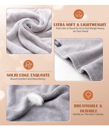 POPCHOSE Microfiber Hair Towel Wrap - Ultra Absorbent, Fast Drying Turban for Curly & Long Hair - 3 Pack (Grey, Pink, Purple) - No Frizz Solution - Buy Online on GoSupps.com
