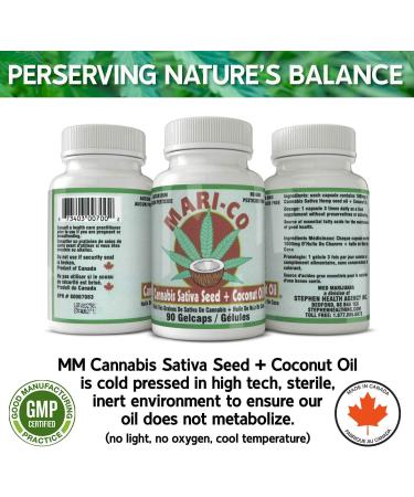 MARI-CO Hemp Seed Oil with Coconut Oil 1000mg (90 Softgel Capsules) Vegan Gluten-Free Premium Superfood with Natural Anti-Inflammatory Properties and Joint Pain Relief - Buy Online on GoSupps.com