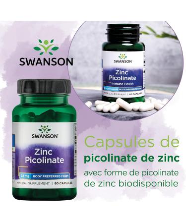 Swanson Zinc Picolinate (Zinc Picolinate) with 22mg Elemental Zinc 60 Capsules High Dosed Lab Tested Soy Free Gluten Free Non-GMO - Buy Online on GoSupps.com