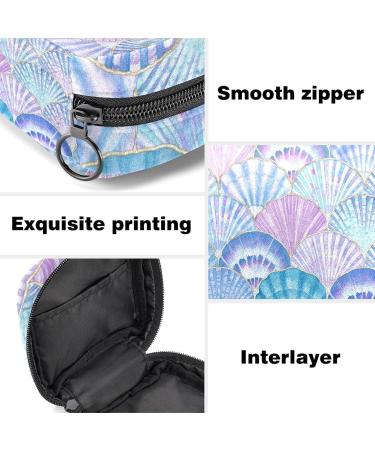 Menstruation Pad Bag with Zipper | Women's Napkin & Tampon Collection Bag - Watercolor Shell Waves Design - Buy Online on GoSupps.com